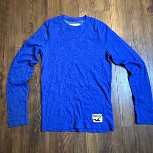 Hollister Men's Thermal Waffle Crew Neck Long Sleeve Blue Size Medium Y2K 2000s